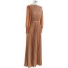 imageCHICWISH Womens LilacYellowDark GreenTan Full Pleated Belted Maxi DressTan