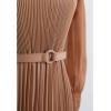imageCHICWISH Womens LilacYellowDark GreenTan Full Pleated Belted Maxi DressTan
