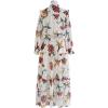 imageCHICWISH Womens Polka Dot Floral Printed Chiffon Maxi DressFloralwhite