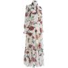 imageCHICWISH Womens Polka Dot Floral Printed Chiffon Maxi DressFloralwhite