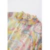 imageCHICWISH Womens RedPinkYellow Paisley Printed Ruffle Shirred Mock Neck Long Sleeve Belted Layered Tiered Chiffon DressYellow
