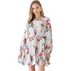 imageCHICWISH Womens Rose PaintingNavy FloralGreen Floret Bubble Sleeves Frilling Mini DressFascinating Floral