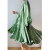 imageCHICWISH Womens Rose PaintingNavy FloralGreen Floret Bubble Sleeves Frilling Mini DressGreen Floret