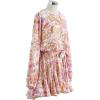 imageCHICWISH Womens Rose PaintingNavy FloralGreen Floret Bubble Sleeves Frilling Mini DressRose Painting