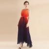 imageCHICWISH Womens Splendor of The Sunset Orange Violet Halter Neck Gradient Pleated Maxi Slip Chiffon DressPurpleregular