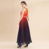imageCHICWISH Womens Splendor of The Sunset Orange Violet Halter Neck Gradient Pleated Maxi Slip Chiffon DressPurpleregular
