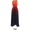 imageCHICWISH Womens Splendor of The Sunset Orange Violet Halter Neck Gradient Pleated Maxi Slip Chiffon DressPurpletall