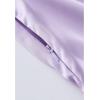 imageCHICWISH Womens WhiteBlackPurple Ethereal Feather Trimming Turn Down Collar Long Sleeve Satin DressPurple