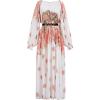 imageCHICWISH Women Pleated Long Sleeve Maxi Dress Watercolor Floral Print Crewneck Casual Flowy Summer Long Dresses with BeltCoral
