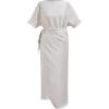 imageCHICWISH Women Satin Short Sleeve Maxi Dress Elegant Boat Neck Cocktail Evening Party Wrap Long DressIvory