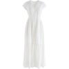 imageCHICWISH Women Summer Eyelet Embroidery Cotton Dress V Neck Cap Sleeve Ruffle Hem Elegant Button Down Long DressWhite