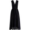 imageCHICWISH Women V Neck Sleeveless Midi Long Dress Casual Button Beach Summer Vacation Linen Midi Dress with Side PocketsBlack