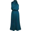 imageCHICWISH Womens ApricotDark GreenBurgundyBlackPistachioTeal Asymmetric Ruched Neckline Sleeveless DressHigh Neckteal