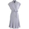 imageCHICWISH Womens Black Bowknot Pleated Sleeveless Wrapped Knit Midi DressLavender