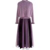 imageCHICWISH Womens CreamApricotBlackTealMint Mock Neck Pleated Knit Twinset DressPurplepearls Trimmed