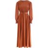 imageCHICWISH Womens LilacYellowDark GreenTan Full Pleated Belted Maxi DressPumpkin