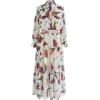 imageCHICWISH Womens Polka Dot Floral Printed Chiffon Maxi DressFloralwhite