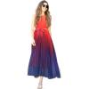 imageCHICWISH Womens Splendor of The Sunset Orange Violet Halter Neck Gradient Pleated Maxi Slip Chiffon DressPurpleregular
