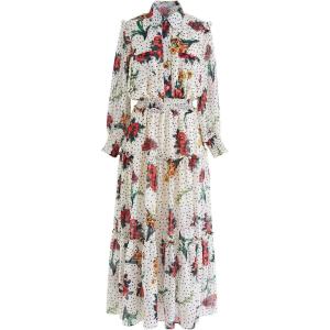 imageCHICWISH Womens Polka Dot Floral Printed Chiffon Maxi DressFloralwhite