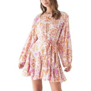 imageCHICWISH Womens Rose PaintingNavy FloralGreen Floret Bubble Sleeves Frilling Mini DressRose Painting