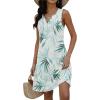 imageBeach Dresses for Women 2024 Vacation Swim Cover up VNeck Summer Dress Button Down Sleeveless Boho Floral SundressXLFlower Green