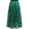 imageCHICWISH Green Tulle Midi Skirt Elegant Glitter Velvet Rose Mesh Skirts High Waist ALine Layered Midi Long Tutu SkirtsGreen