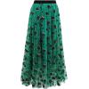 imageCHICWISH Green Tulle Midi Skirt Elegant Glitter Velvet Rose Mesh Skirts High Waist ALine Layered Midi Long Tutu SkirtsGreen
