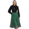 imageCHICWISH Green Tulle Midi Skirt Elegant Glitter Velvet Rose Mesh Skirts High Waist ALine Layered Midi Long Tutu SkirtsGreen