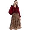 imageCHICWISH Green Tulle Midi Skirt Elegant Glitter Velvet Rose Mesh Skirts High Waist ALine Layered Midi Long Tutu SkirtsLight Tan