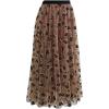 imageCHICWISH Green Tulle Midi Skirt Elegant Glitter Velvet Rose Mesh Skirts High Waist ALine Layered Midi Long Tutu SkirtsLight Tan