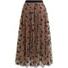 imageCHICWISH Green Tulle Midi Skirt Elegant Glitter Velvet Rose Mesh Skirts High Waist ALine Layered Midi Long Tutu SkirtsLight Tan