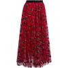 imageCHICWISH Green Tulle Midi Skirt Elegant Glitter Velvet Rose Mesh Skirts High Waist ALine Layered Midi Long Tutu SkirtsRed