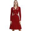 imageCHICWISH Midi Sweater Dress for Women Collared Braided Edge Long Sleeve Knit Dresses Fall Winter Elegant DressRed