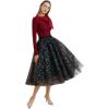 imageCHICWISH Sequin Midi Skirt for Women Embroidery Sparkle Tulle Skirt Fairy Mesh Layered High Elastic Waist SkirtsBlack