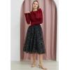 imageCHICWISH Sequin Midi Skirt for Women Embroidery Sparkle Tulle Skirt Fairy Mesh Layered High Elastic Waist SkirtsBlack