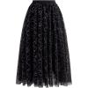 imageCHICWISH Sequin Midi Skirt for Women Embroidery Sparkle Tulle Skirt Fairy Mesh Layered High Elastic Waist SkirtsBlack