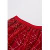 imageCHICWISH Sequin Midi Skirt for Women Embroidery Sparkle Tulle Skirt Fairy Mesh Layered High Elastic Waist SkirtsRed