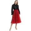 imageCHICWISH Sequin Midi Skirt for Women Embroidery Sparkle Tulle Skirt Fairy Mesh Layered High Elastic Waist SkirtsRed