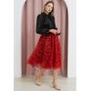 imageCHICWISH Sequin Midi Skirt for Women Embroidery Sparkle Tulle Skirt Fairy Mesh Layered High Elastic Waist SkirtsRed