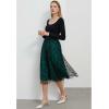 imageCHICWISH Tulle Skirts for Women Velvet Snowflake Mesh Fairy Skirt Elastic High Waist ALine Layered Midi SkirtDark Green