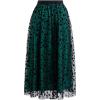 imageCHICWISH Tulle Skirts for Women Velvet Snowflake Mesh Fairy Skirt Elastic High Waist ALine Layered Midi SkirtDark Green