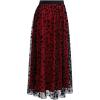 imageCHICWISH Tulle Skirts for Women Velvet Snowflake Mesh Fairy Skirt Elastic High Waist ALine Layered Midi SkirtRed