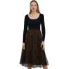 imageCHICWISH Tulle Skirts for Women Velvet Snowflake Mesh Fairy Skirt Elastic High Waist ALine Layered Midi SkirtTan