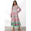 imageCHICWISH Women Button Down Shirt Dresses Exotic Printed Collared Long Sleeve Summer Casual Beach Long DressPink
