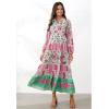 imageCHICWISH Women Button Down Shirt Dresses Exotic Printed Collared Long Sleeve Summer Casual Beach Long DressPink
