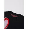 imageCHICWISH Women Casual Heart Pattern Knit Sweater Crew Neck Long Sleeve Valentines Soft Cute Pullover Sweater TopBlack