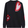 imageCHICWISH Women Casual Heart Pattern Knit Sweater Crew Neck Long Sleeve Valentines Soft Cute Pullover Sweater TopBlack