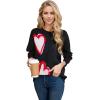 imageCHICWISH Women Casual Heart Pattern Knit Sweater Crew Neck Long Sleeve Valentines Soft Cute Pullover Sweater TopBlack