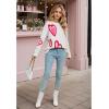imageCHICWISH Women Casual Heart Pattern Knit Sweater Crew Neck Long Sleeve Valentines Soft Cute Pullover Sweater TopWhite