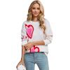 imageCHICWISH Women Casual Heart Pattern Knit Sweater Crew Neck Long Sleeve Valentines Soft Cute Pullover Sweater TopWhite